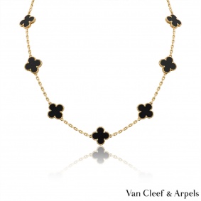 Van Cleef & Arpels Yellow Gold Onyx Vintage Alhambra Necklace VCARA42700 Van Cleef & Arpels Yellow Gold Onyx Vintage Alhambra Necklace VCARA42700